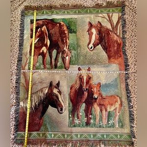 Horses Western decor Tapestry BLANKET Throw style 61x47 woven